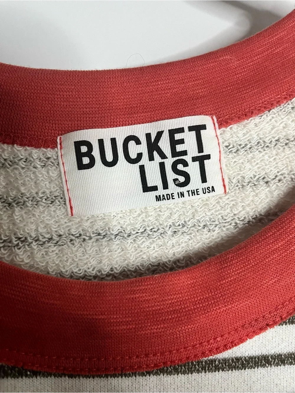 Bucket List Cotton Terry Cloth Lined Striped Cropped Oversize Casual Beach Top L - Picture 10 of 10